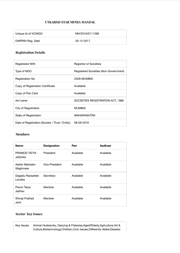 Niti Aayog Registration - Darpan NGO